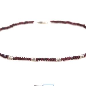 Red Garnet and Silver Beaded Choker